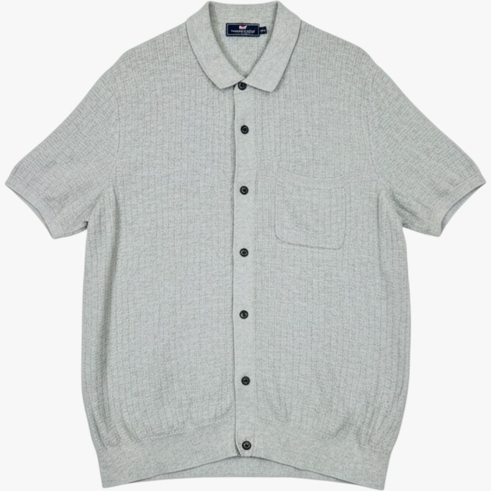 Vineyard Vines Sweater Polo Shirt Mens XL Gray Silk Blend Button Up Preppy